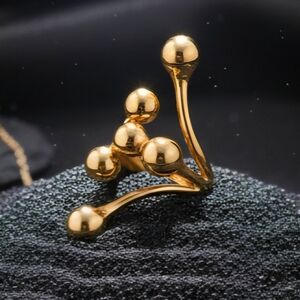 Modern Abstract Chunky Ring 18K Gold Plated Stainless Steel Bold Statement